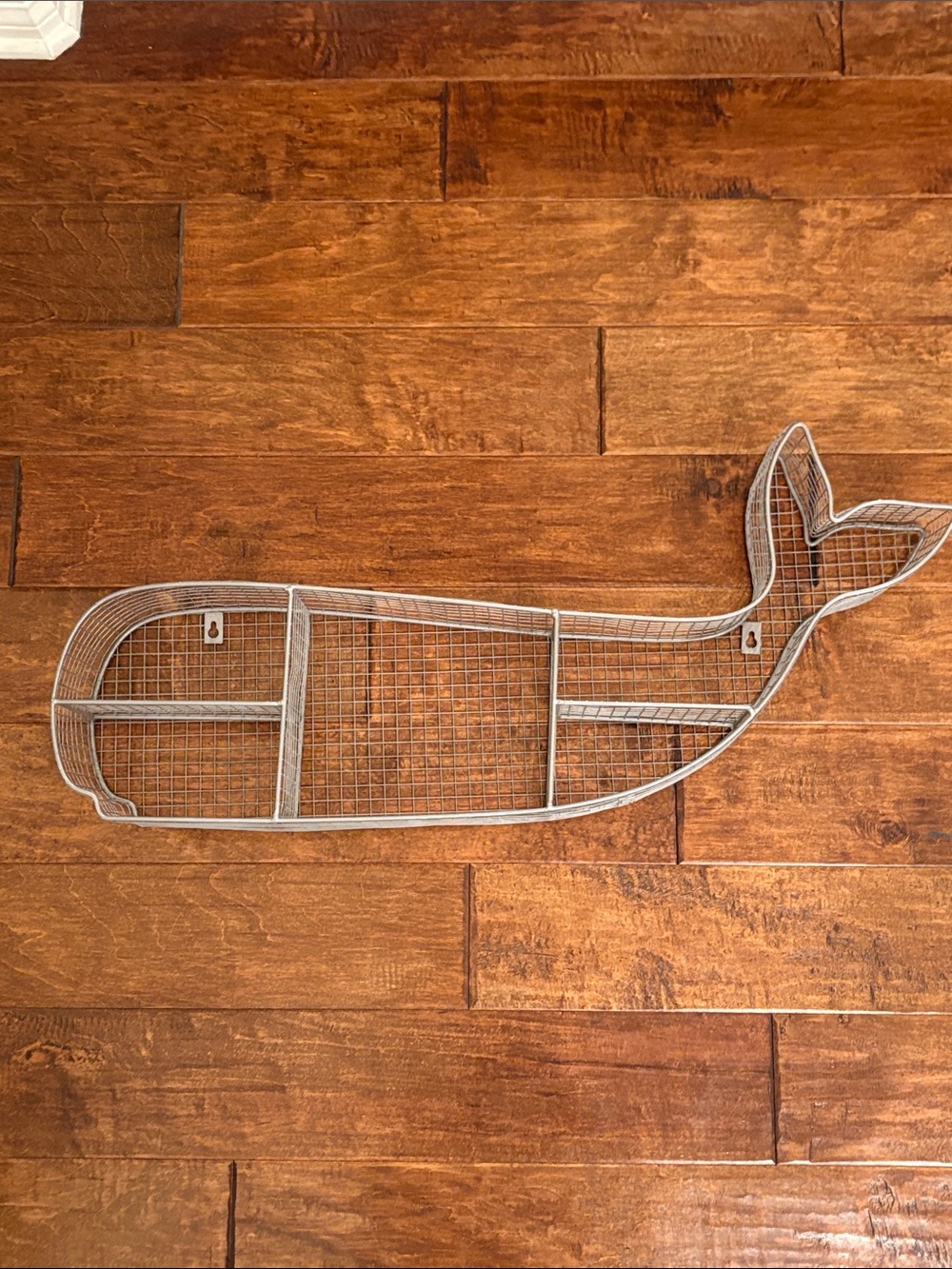 Decorative Whale Wire Wall Shelf silver 30” long
